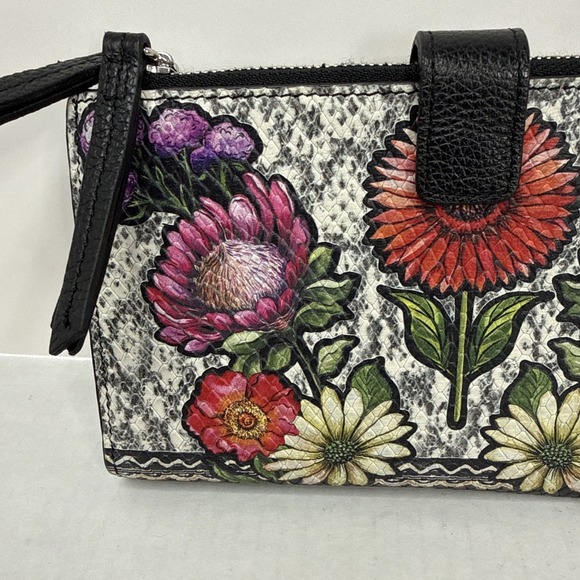 Brighton Africa Stories Floral Double Zip Leather Wallet Wristlet READ - Picture 2 of 10